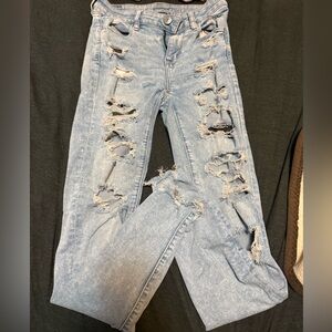 American Eagle Outfitters Light Blue Distressed stretch Skinny Jeans